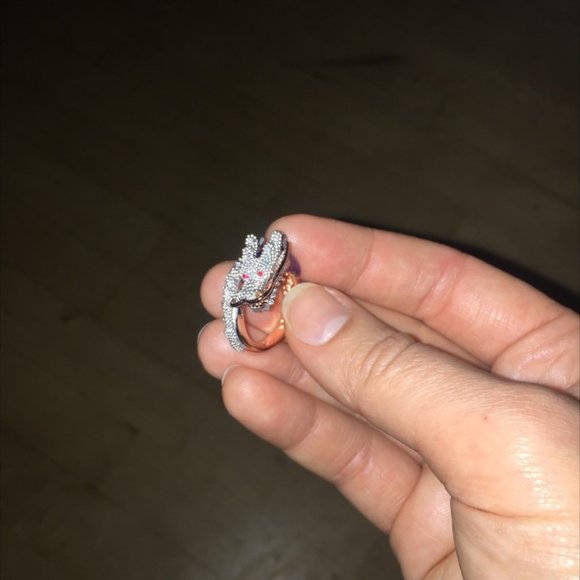 1 DY Sale ONLY! 14K ROSE GOLD DRAGON WHite Sapph R - Picture 5 of 16